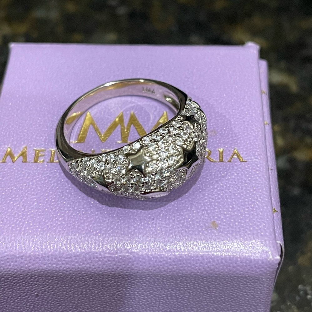 Melinda Maria Silver Elegant Ring with Intricate Detailing